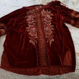 Johnny Was orange velvet top
